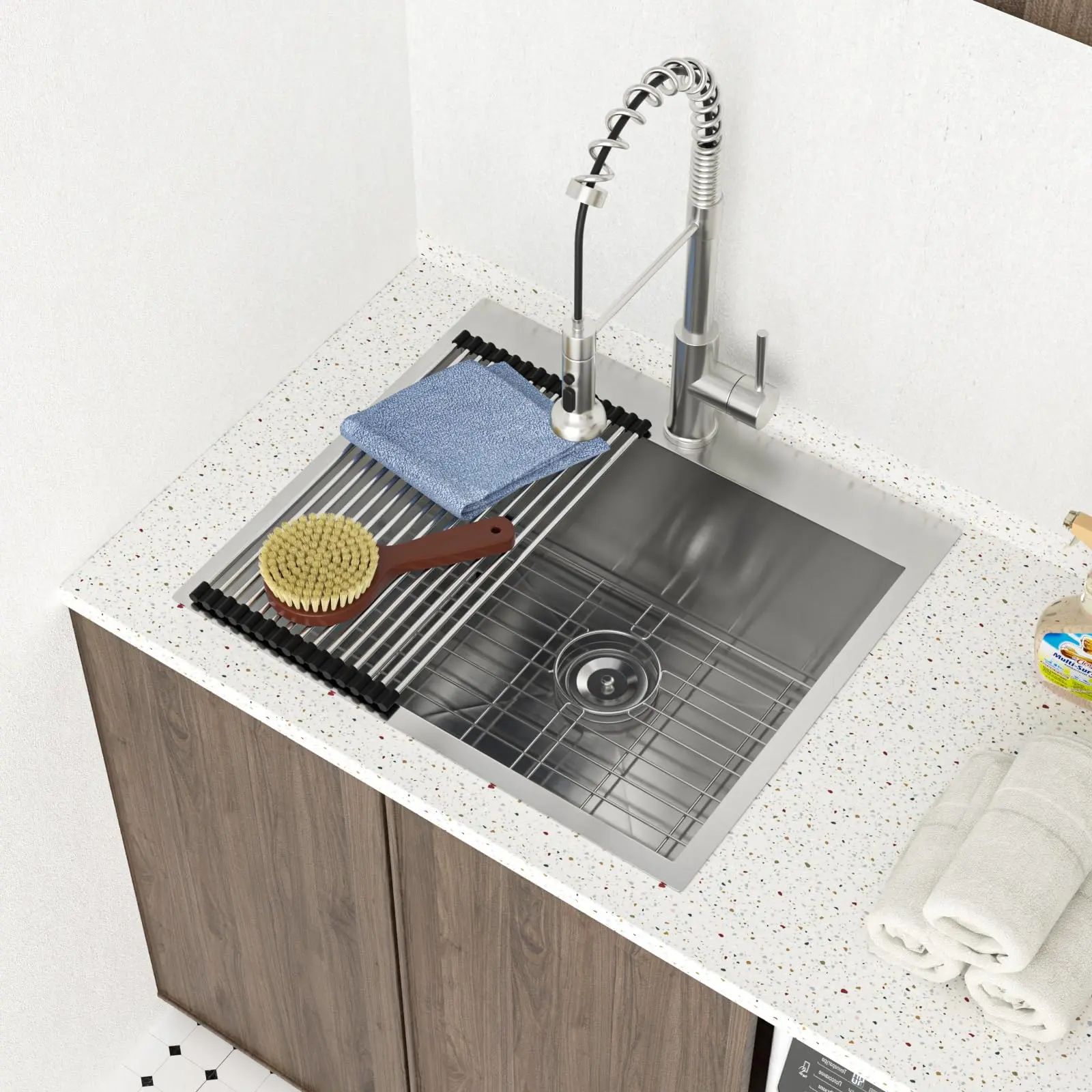 Lordear Drop in Laundry Sink 22''x22''x12'' Deep Utility Sink Drop-in Topmount Single Bowl Sink 16 Gauge Stainless Steel Laundry Room Sinks