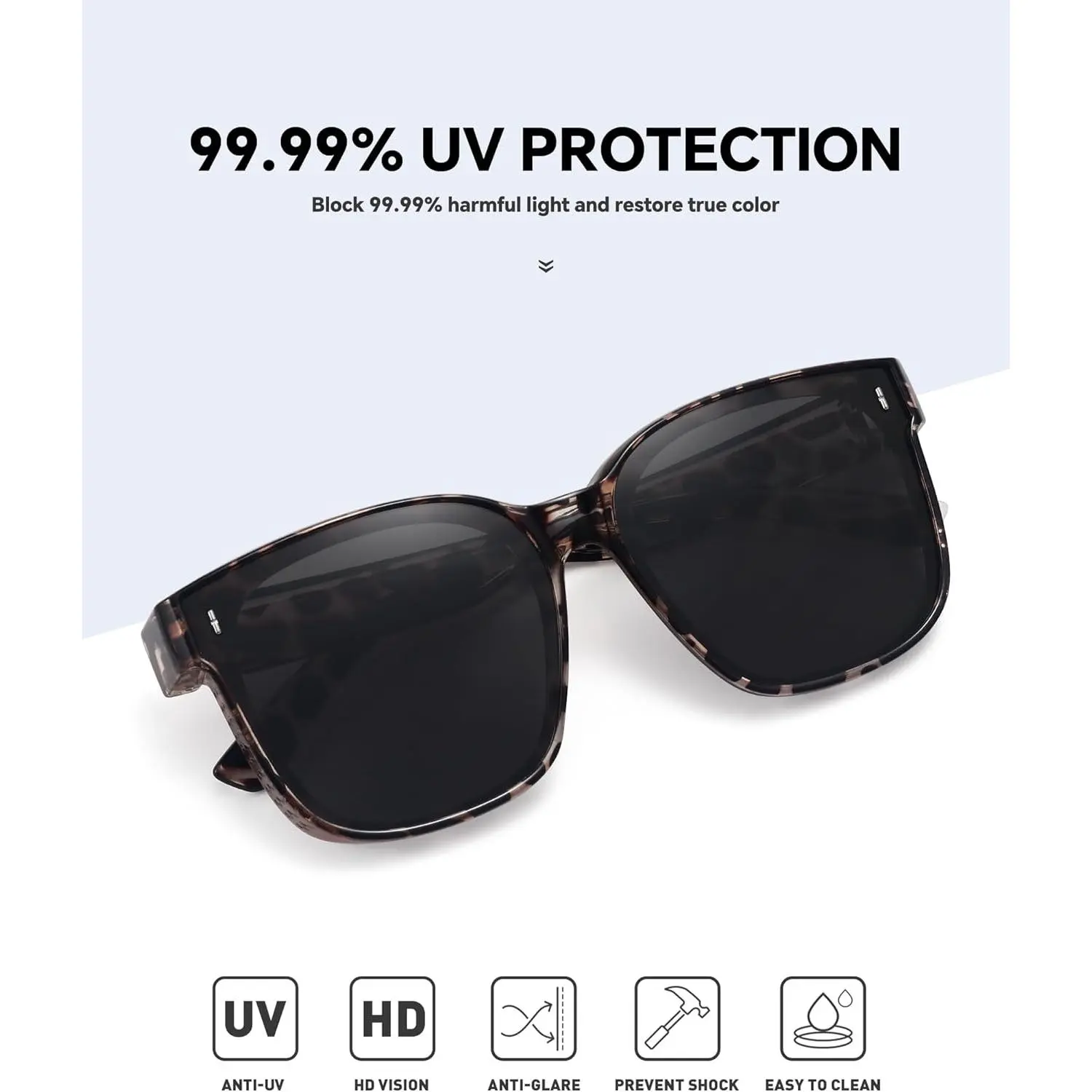 Polarized Fit Over Sunglasses Oversized Square UV Protection Unisex Francis | Square Polarized Sunglasses – WMP Eyewear main image 3