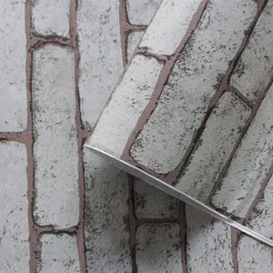 Stone Wallpaper Peel & Stick Wallpaper Cement Brick Stitching Vinyl Wallpaper Self-Adhesive Wallpaper Waterproof Brick Wallpaper for Wall Decal, 17.7"×236"