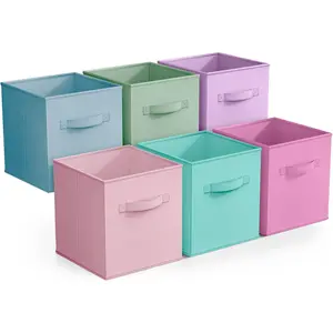 Sorbus 6 Pack 11 Inch Pastel Storage Cubes withHandles