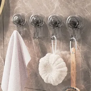 4pcs Fashion Wall-Mounted Utility Hooks - Easy Install Strong Plastic Suction Cup Hooks for Bathroom, Kitchen, Bedroom, Office - Heavy-Duty Load-Bearing Hanging Storage Hooks