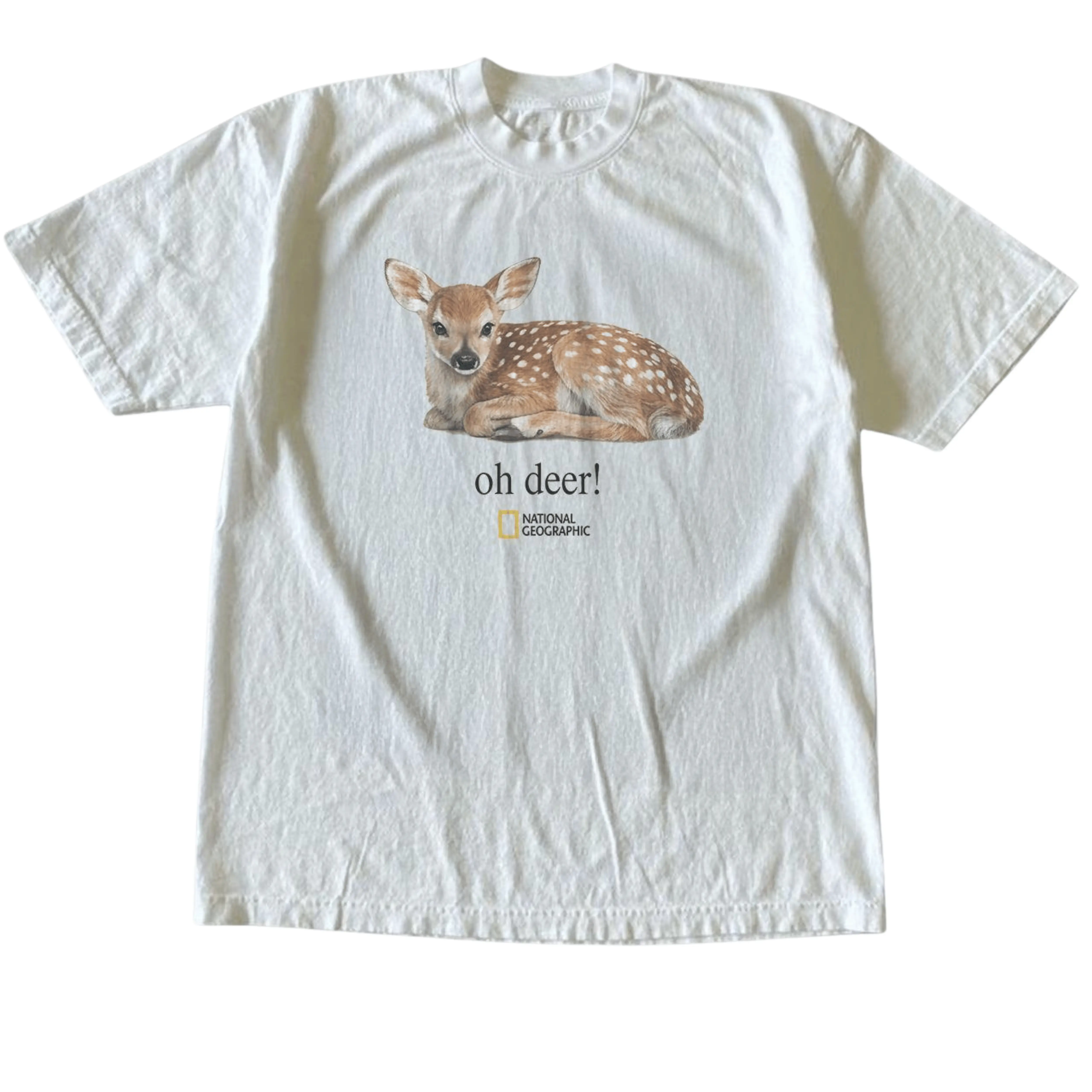 Gildan Men's and Women's T-Shirt, Vintage Style Oh Deer Graphic Tee, Unisex Casual Top, Cute Baby Deer Aesthetic Shirt, Funny Nature Wildlife Lover Apparel, Matching Couples Outfits, Unique Birthday Present, Premium Cotton
