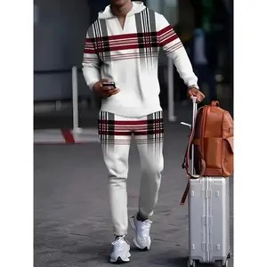 2-piece Men's Casual Suit 3D Digital Printing Hoodie Suit Long-sleeved Sweatshirt + Pants Suit Men's Sports Suit