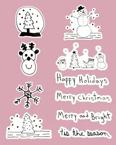 Christmas & Winter Stickers Drawn By Uncle Andy - Waterproof - Dishwasher Safe