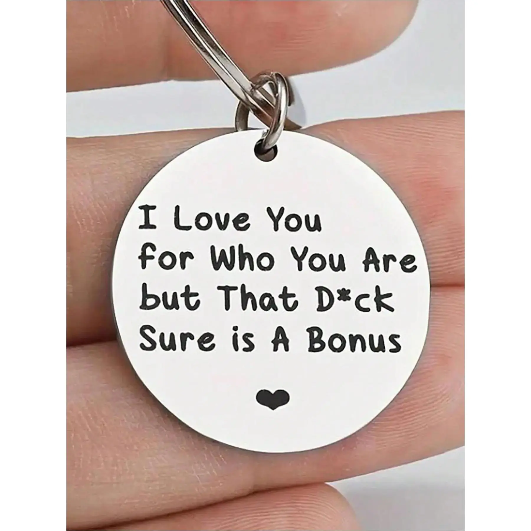 Slogan Pattern Keychain, Stainless Steel Keychain for Women & Men, Personalized Heart Tag, Fashion Accessories for Daily Use, Trendy All-match & Exquisite Keychain for Birthday Gift