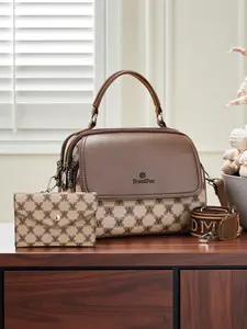 Luxury Women's Messenger Bag, Colorblock Classic Round Shape, Premium Leather Material, Casual Crossbody Bag, Crossbody Shoulder Bags, Commuter & Date Bag, Multiple Compartments, Ideal Gift