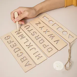 Wooden Alphabet & Shape Tracing Boards Set - Educational Letter & Geometry Learning Tool for Writing Practice & Cognitive Development, Ideal for Homeschool & Self-Learning, Premium Wood Toy for Gift & Skill Building
