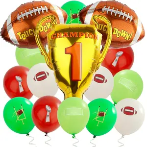 27 PCS Football Balloon Set Large Foil & Rugby Ball Shaped Balloons for Sports Party Decor