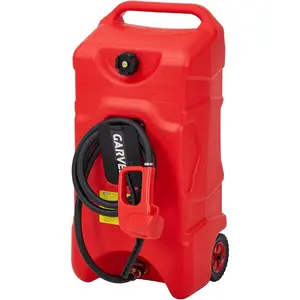Garvee 16 Gallon Portable Gas Can with 10 FT Siphon Pump and Diesel Storage Caddy on Wheels for Easy Transport of Fuel for Car, ATV, Weeder, Boat, Tractor, and Generator