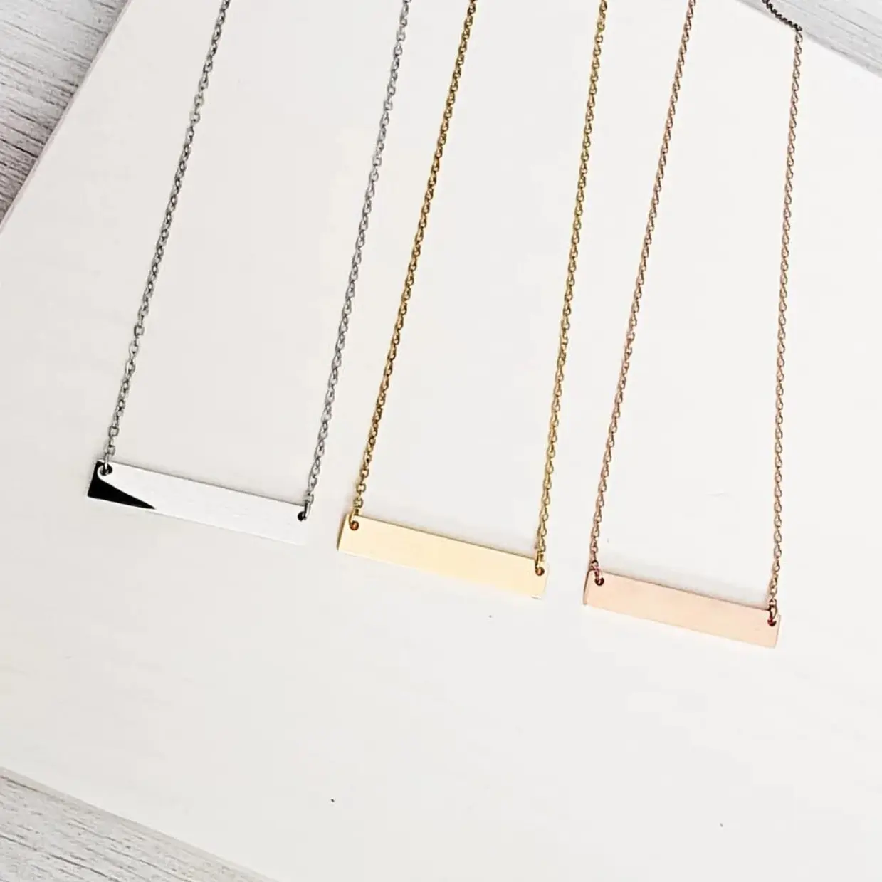 Custom Engraved Bar Necklace Personalized Name Date Pendant Gift Hypoallergenic Stainless Steel Minimalist Elegant Jewelry for Birthdays Anniversaries