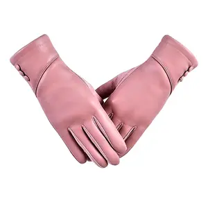 Womens Winter Leather Gloves Touch Screen Wool Lined Windproof Warm Suede Fashion Dress Gloves
