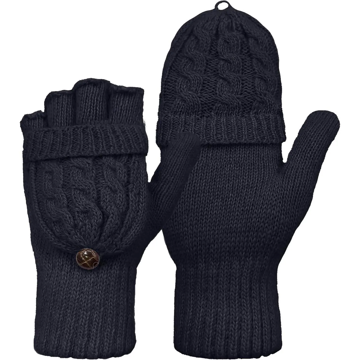 Unisex Casual Convertible Gloves, Durable Knit Flip-Top Mittens in a Warm Wool & Acrylic Blend for Cold Weather Typing, One Size, Advanced Weaving