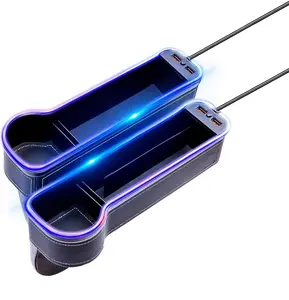 Automotive Illuminated Seam Organizer, LED Car Seat Gap Organizer with Quick Charger, Car Console Side Organizer with Colored Ambient Lights, The Perfect Accessory for Your Car!