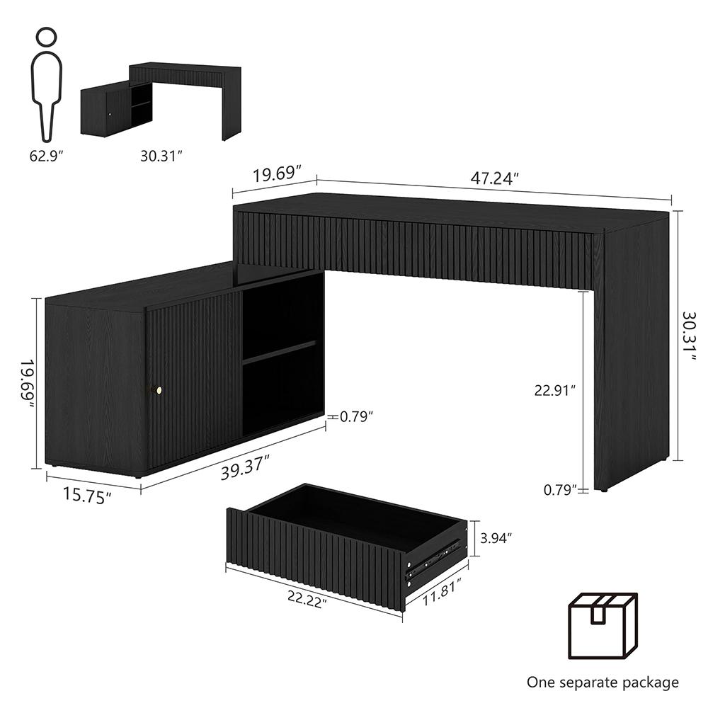 Giratree Modern Computer PC Desk Table with Storage, Corner L Shaped Desk with Drawers, Home Office Desk for Bedroom and Small Space, for Writing, Executive, Study, Work, Vanity