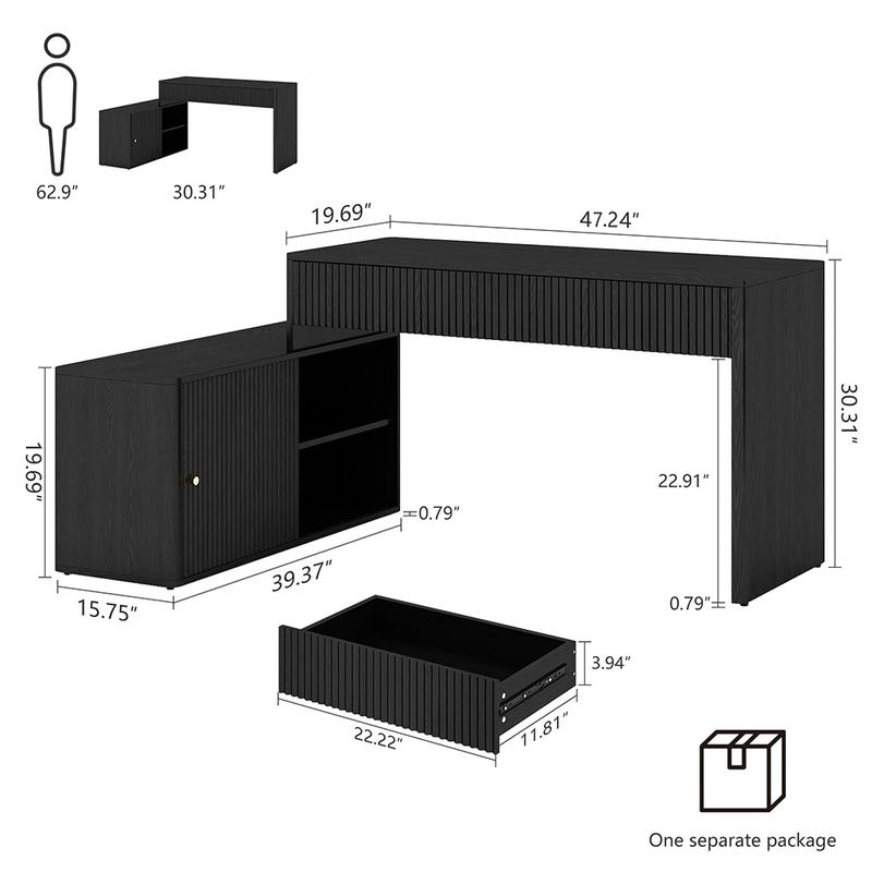 Giratree Modern Computer PC Desk Table with Storage, Corner L Shaped Desk with Drawers, Home Office Desk for Bedroom and Small Space, for Writing, Executive, Study, Work, Vanity