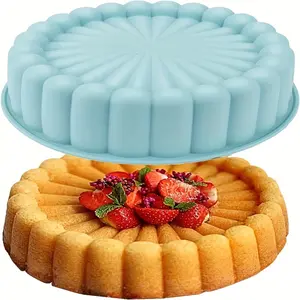 PrimPick 1 piece reusable silicone Charlotte cake mold - Non-stick round mold suitable for strawberry shortcake, cheesecake, brownie and pie - 7.68 x 2.4 inches - Perfect for birthdays, Halloween, Hanukkah, Christmas, Easter and Thanksgiving