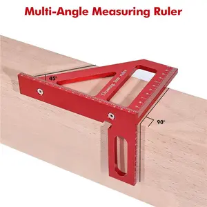 3D Multi-Angle Measuring Ruler, Precision Imperial 45/90 Degree Woodworking Square, Aluminum Alloy Miter Triangle Ruler and Layout Measuring Tool for Engineer, Carpenter, Construction Use
