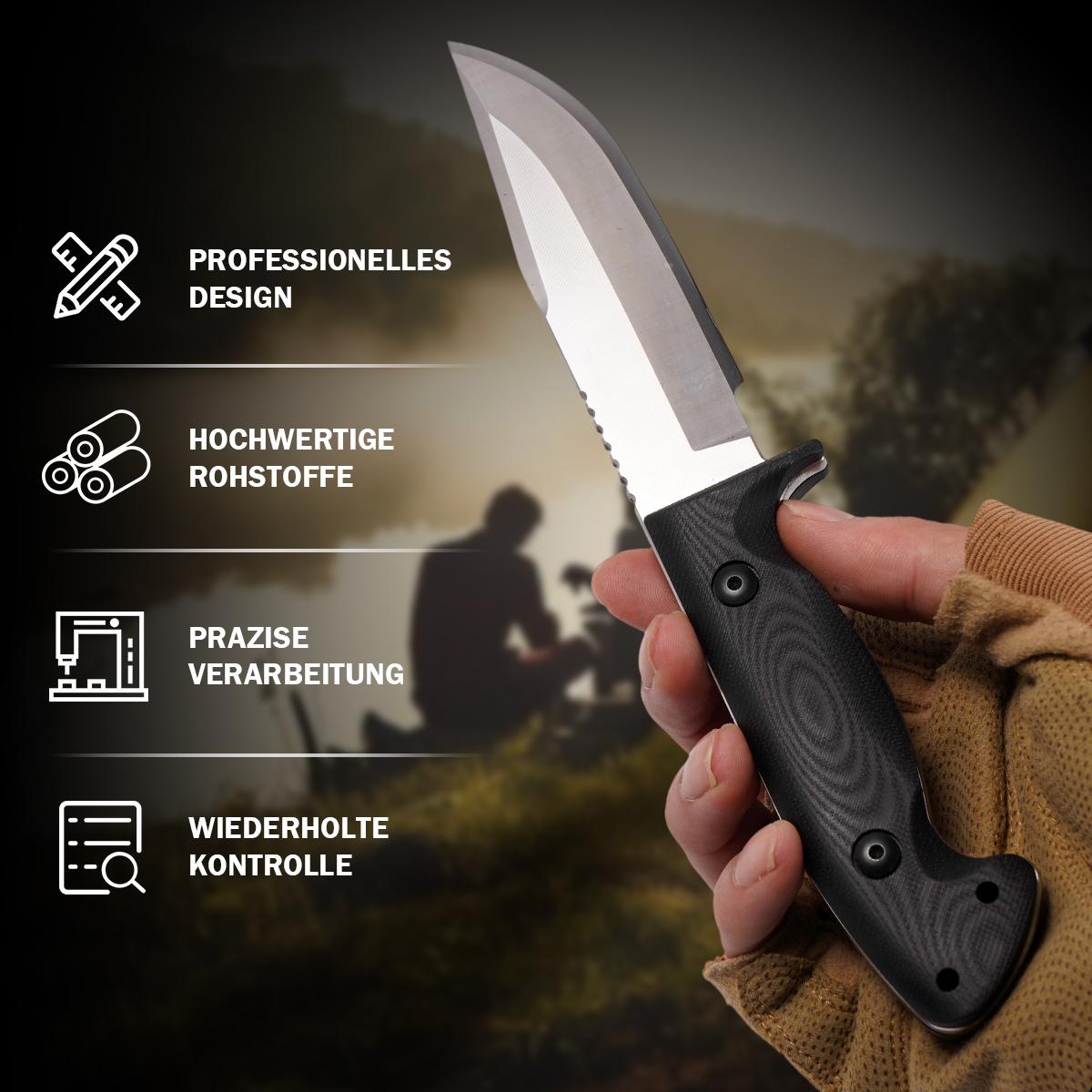 Camping Tactical Fixed Blade Utility Knife，Premium Tactical Fixed Blade Knife with Kydex Sheath, Must-Have Gear for Outdoor Adventures