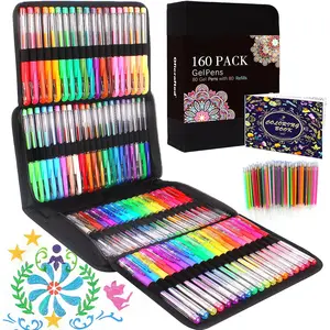 160 Pack Gel Pens for Adult Coloring Book, 80 Colors Gel Pens Colored with 80 Rifills, Glitter Gel Pens for Artists Drawing & Painting
