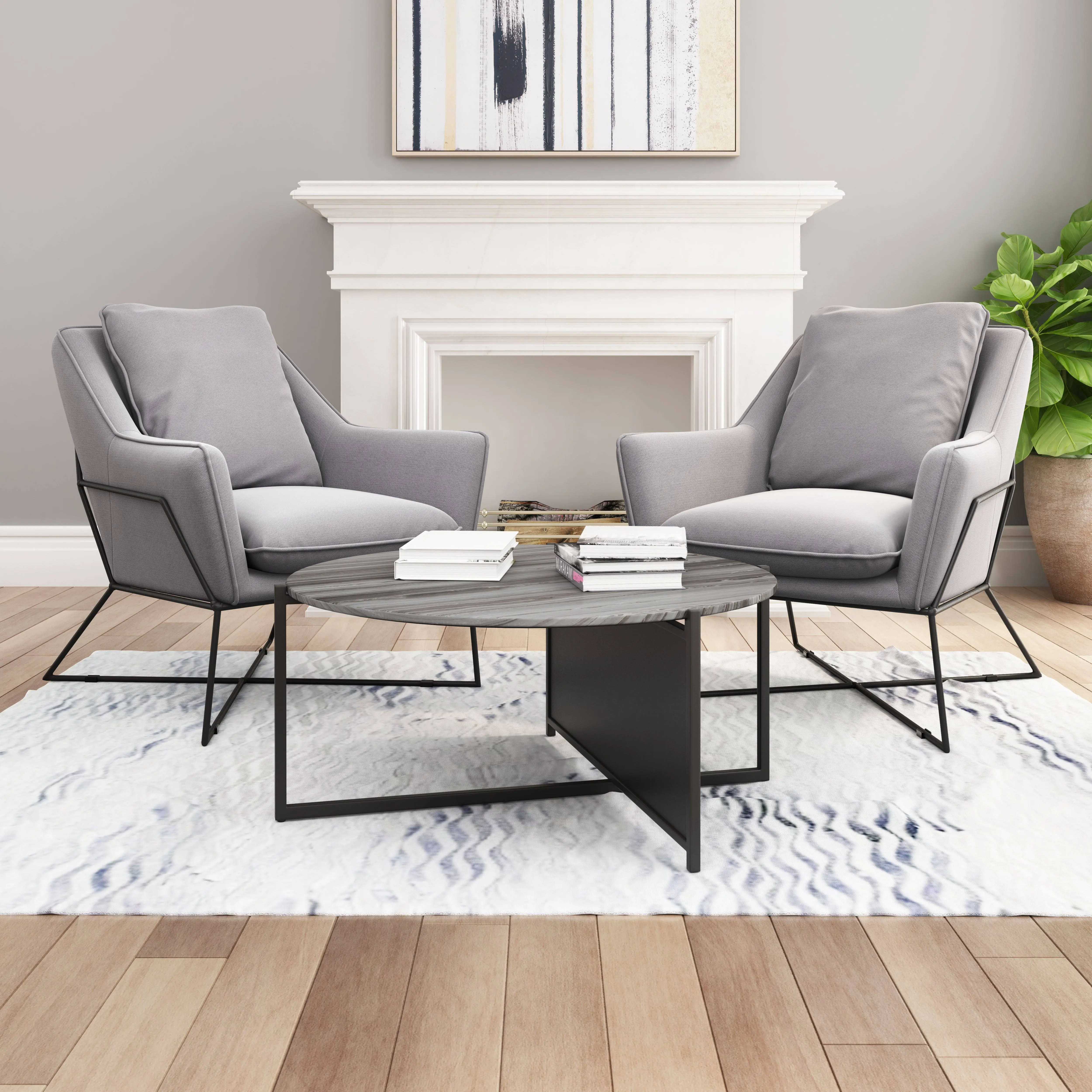 Mcbride Gray and Black Marble Coffee Table