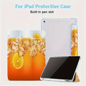Orange cool pattern, with adjustable bracket and pen slot, foldable non-slip TPU protective case, suitable for iPad mini, iPad Air, iPad Pro/iPad 10th generation, 11th generation and other series iPad protective cases