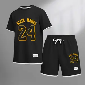 Men's Black Mamba Print Waffle Fabric Short-Sleeved Shirt And Shorts Set