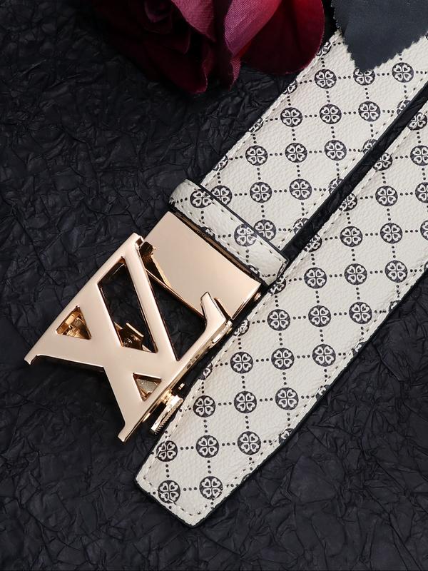 Men's Alloy Automatic Buckle Belt, Casual Fashion Print Waistband, High-End Lightweight Design, Versatile Pants Strap, All Seasons, Stylish Belts