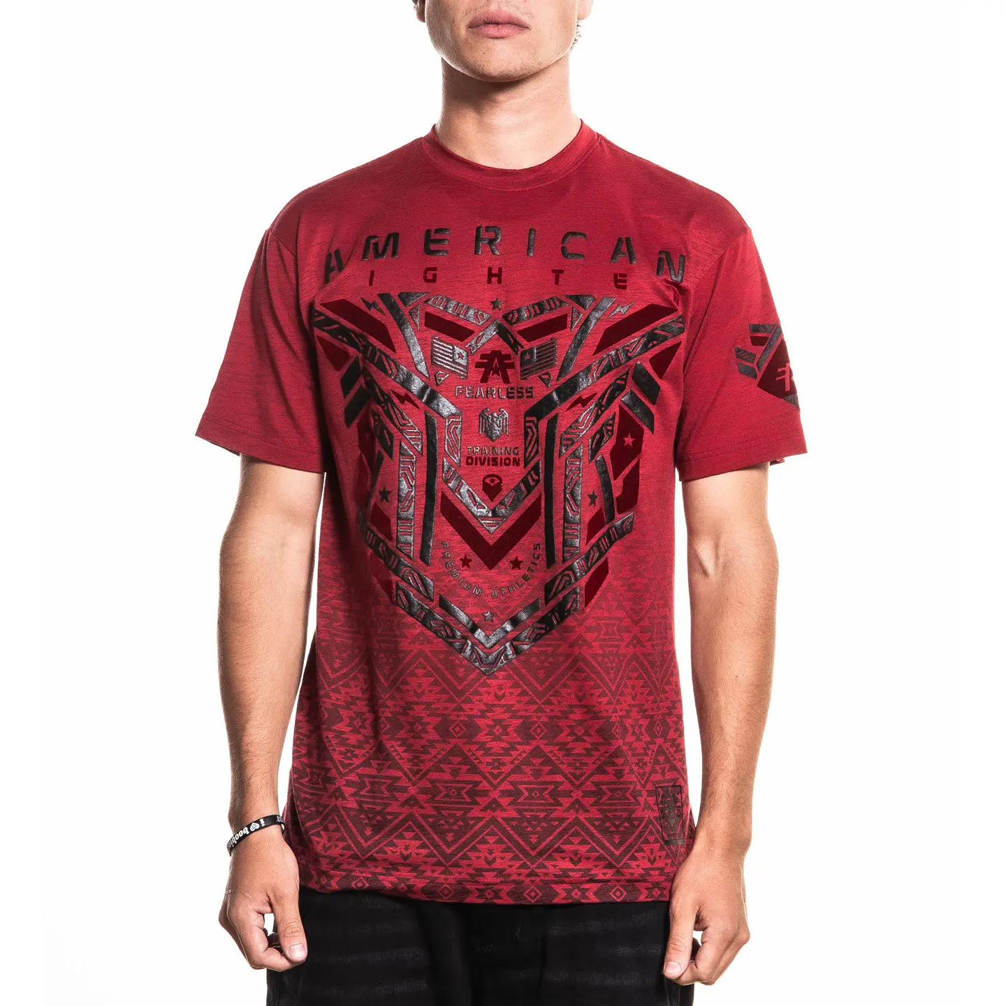 American Fighter Men's Large Rhubarb Graphic Print Pull-On Cotton-Polyester Blend Casual Short-Sleeve Tee - Streetwear Top for Scooter Enthusiasts