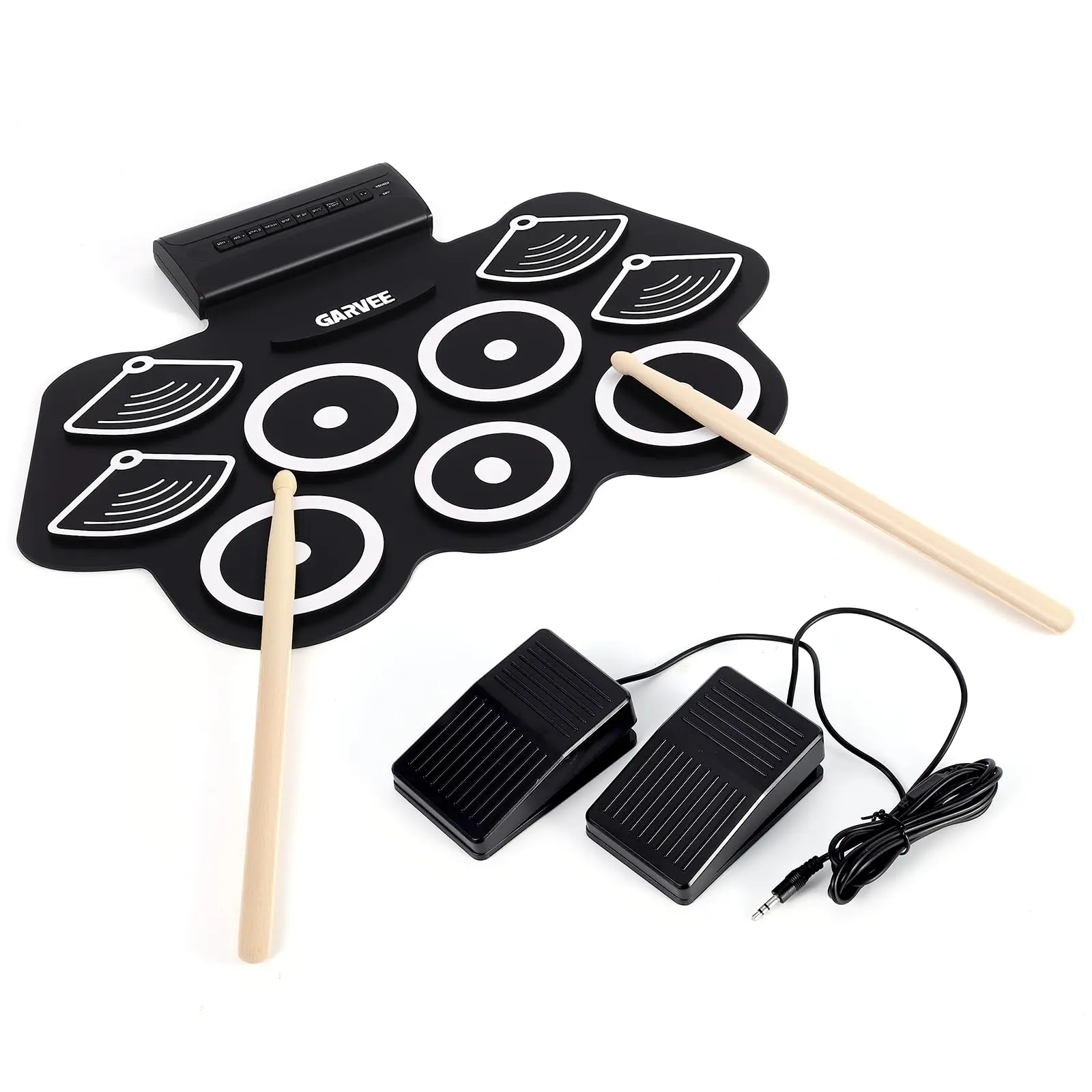 Roll Up Bluetooth Electronic Drum Kit for Kids, Portable Practice Pad with Pedals and Sticks, Built in Recording, Perfect Christmas or Birthday Gift for Children