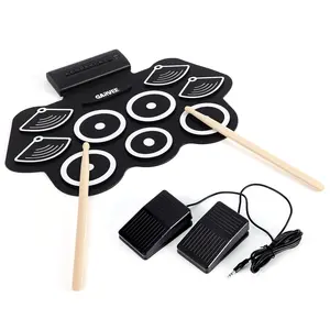 Roll Up Bluetooth Electronic Drum Kit for Kids, Portable Practice Pad with Pedals and Sticks, Built in Recording, Perfect Christmas or Birthday Gift for Children