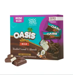 ChocZero Milk Chocolate Coconut & Almond Candy Bars, No Added Sugar, High Fiber, Gluten Free, Keto Friendly Mini Oasis Bars (16 Count Box)