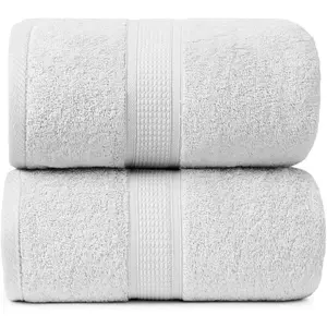 Bath Towels Pack of 2, Beach Towel, Extra-Large Bath Sheets,  Cotton, Super Soft, Highly Absorbent, Quick Dry, Durable,  Value & Quality, Bathroom - White
