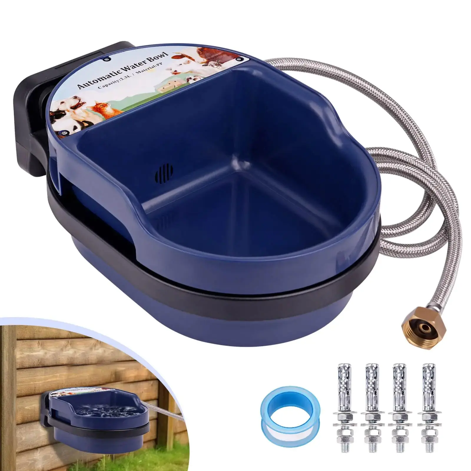 ZHEQOGZH Automatic Dog Water Bowl Dispenser Wall Mounted and Freestanding 2L Automatic Dog Water Feeder with Hose for Outdoor and Indoor Use Automatic Pet Waterer for Dogs and Cats Bird Chicken