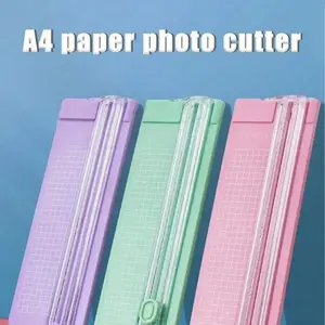 Portable Plastic Paper Cutter A4, Mini Photo Cutting Tool, Manual Desktop Sliding Blade, Back-To-School Supplies, Learning Tools