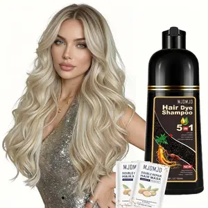 5 in 1 Golden Brown Hair Shampoo 500 ml,With 24 ml Hair Mask,Semi-Permanent Blonde Hair Dye shampoo for Natural Hair,Lasts 30 Days,Fast Acting Formula for Men & Women