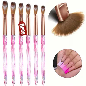 6 Pieces Nail Brushes Set, The pink Aurora nail pen set is a nail extension brush. The diamond rod bristles are soft yet hard, providing a good brush feel. It is specially designed for manicurists and suitable for beginners Nail Art Brush