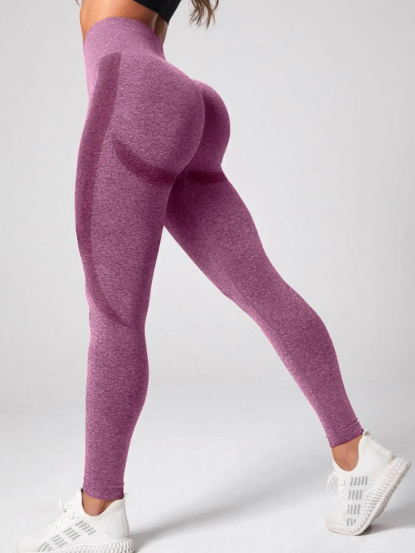 Women's Seamless High Waist Sports Leggings, Solid Tight Fitting Yoga Leggings, Ladies Sportswear Clothing for Indoor Outdoor Wear, Summer Outfits 202