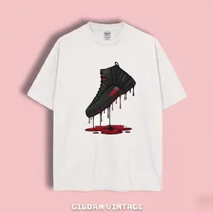 Dripping Shoe Shirt to Match AJ 12 Retro Bloodline, 12s Black Varsity Red Outfit Shirt, Drip Street Sneaker Matching Tees