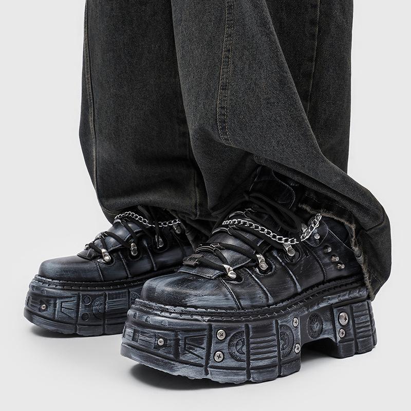 Men's Designer Platform Shoes Vintage Processing Punk Gothic Silhouette Flattering 2026 New