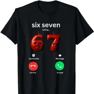 100% Cotton Six Seven Calling 6 7, 67 Funny Meme Six Seven Callin' Boys Girls T-Shirt, Six 7 is Calling Shirts, 67 Shirt, 6-7 Shirt Meme, 67 Shirts, 6/7 T-Shirt Multicolor