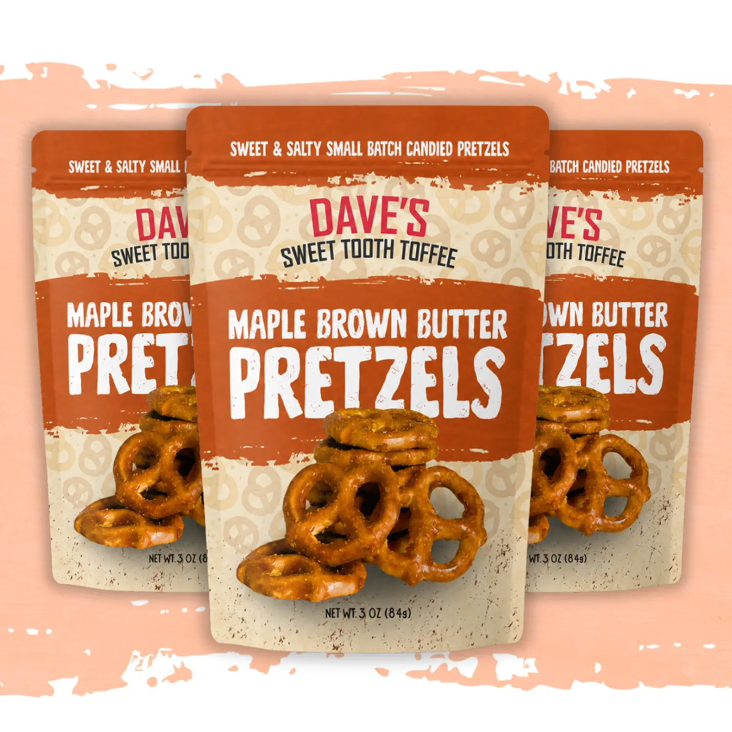 3-Pack Maple Brown Butter Toffee-Covered Pretzels Dave's Sweet Tooth