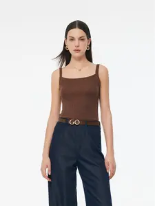 Tencel Mulberry Silk Blend Women Knit Stretchy Tank Top Fit Summer