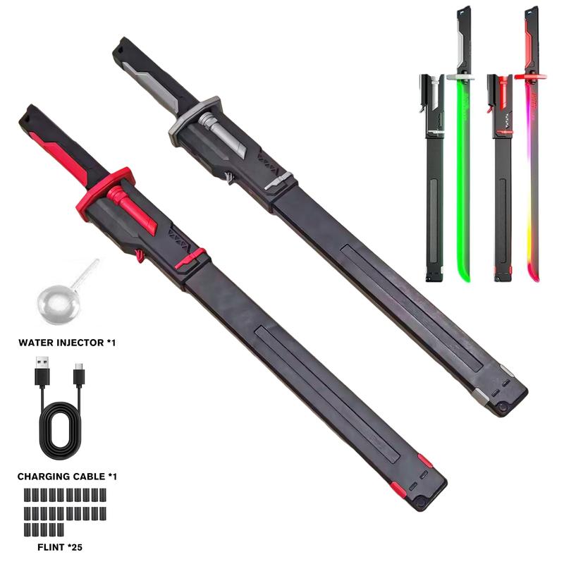 In Stock Spark Edition DKD 31.5" Cyberpunk SparkBlade Lightsaber Toy with Sound & Fog, Eight-Color Streaming Light Effect, Type-C Rechargeable for Rave, Cosplay & Display