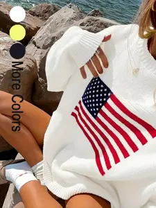 Women's Graphic Print Drop Shoulder Long Sleeve Sweater, Fashion Casual Round Neck Jumper for Spring & Fall, Women's Knitwear for Daily Wear