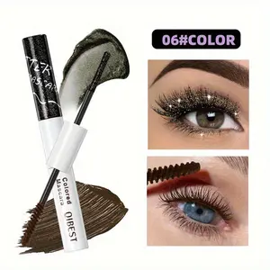 Dual-ended mascara for daily volume and party sparkle, shimmering colorful pearl and matte mascara, waterproof and smudge-proof, with lengthening, volumizing, and curling effects