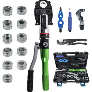 Pipe Press Tool with1/2,3/4,1" Dies for Copper Pipe and F877 Stainless PEX Press Sleeves,3/8",1/2",5/8",3/4",1" Dies for ASTM F1807 Pex Pipe Copper Ring Pipe Fittings Crimping Tool