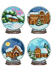 Winter Houses in Balls 196CS – Counted cross stitch kit with plastic canvas