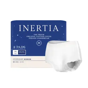 INERTIA Organic Cotton Period Underwear M Size 8 Pcs - Korean The Prism Series, 360° Fit, High Absorbency, Night Use