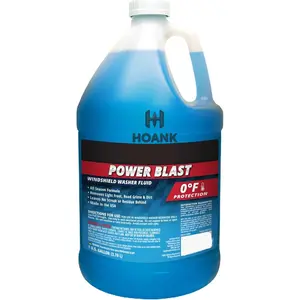 HOANK 1 Gallon, Power Blast Windshield Washer Fluid, All Season Formula, 0°F Protection, Blue, Ready to Use (For All Types of Vehicles Including EV's)