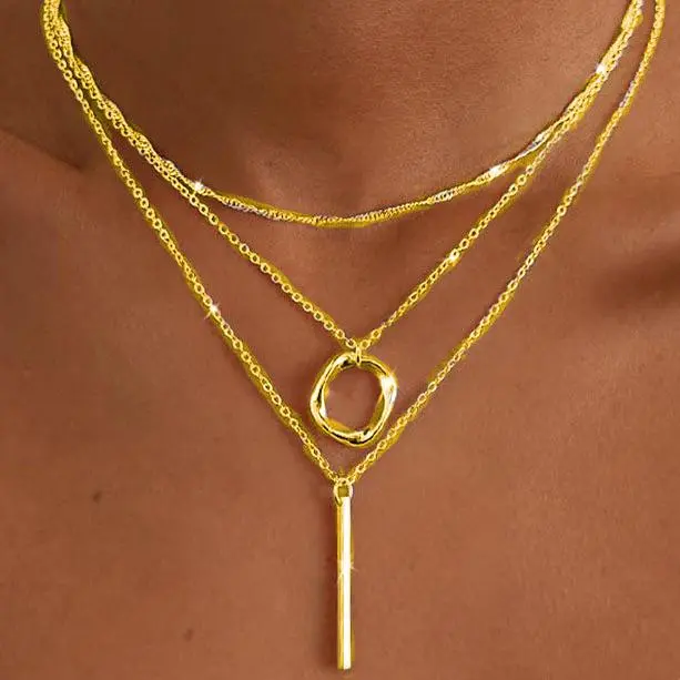 Golden Circle Stick Water Ripple O Chain